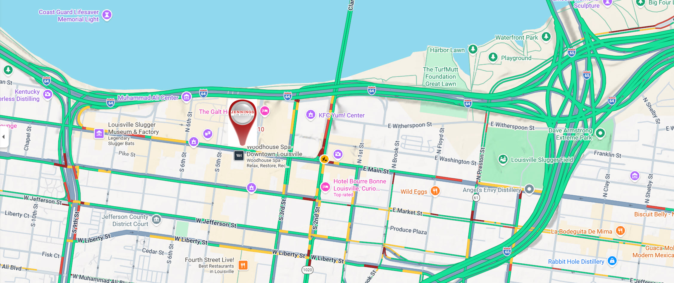 Map to the Jennings Law Offices